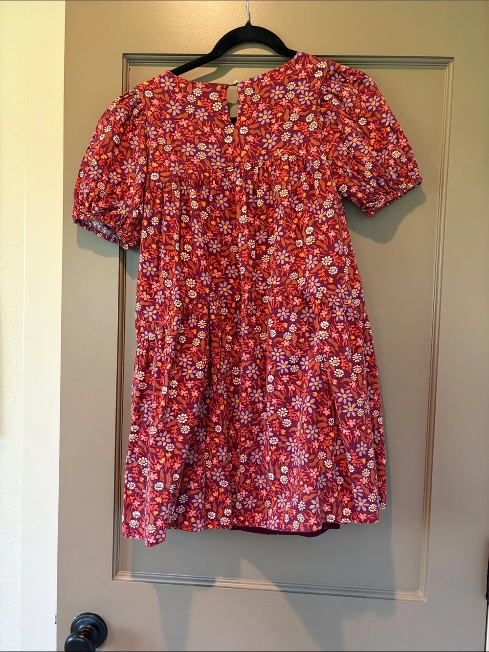 Cat & Jack Red Floral Puff-Sleeve Dress
